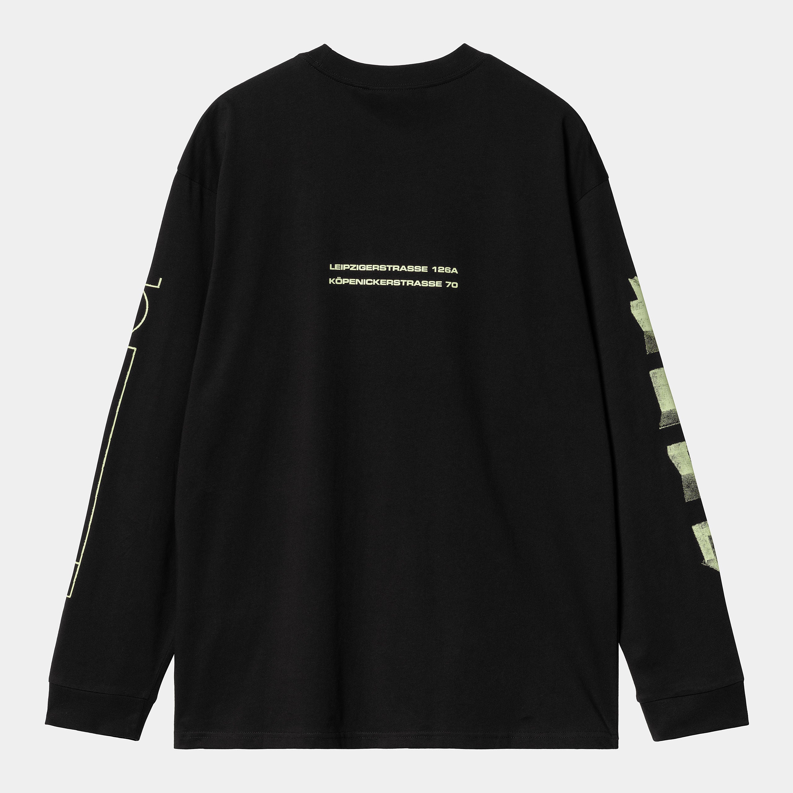 "Carhartt WIP x TRESOR True Spirit L/S T-Shirt, Schwarz, Baumwolle, Langarmshirt mit grafischem Print und Co-Branding."