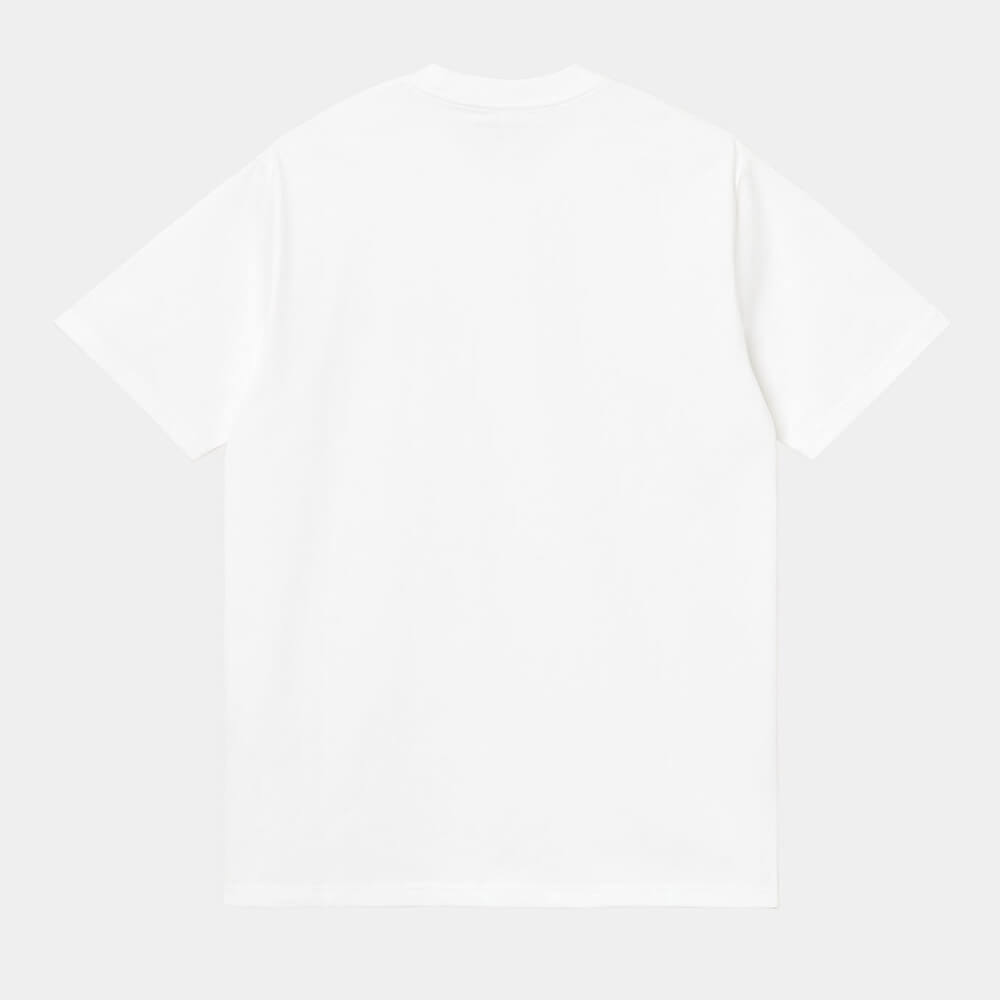 "Carhartt WIP S/S University Script T-Shirt, White/Black, Baumwolle, kurzärmeliges T-Shirt mit schwarzem Universitäts-Schriftzug."