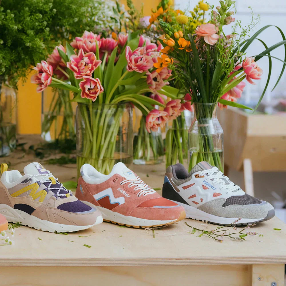 „Karhu Flower Pack Release 6. März Stickabush Berlin Fusion 2.0 Legacy 96 Aria 95“