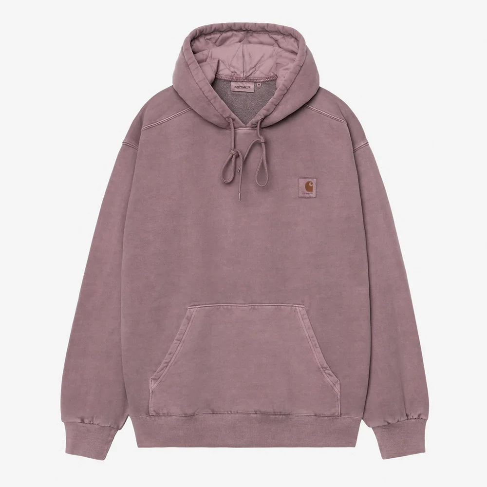 “Carhartt WIP Vista Hoodie in Phlox-Pink. Kapuzenpullover aus gebürstetem Baumwolljersey, mit Kängurutasche und Logo-Stick.“