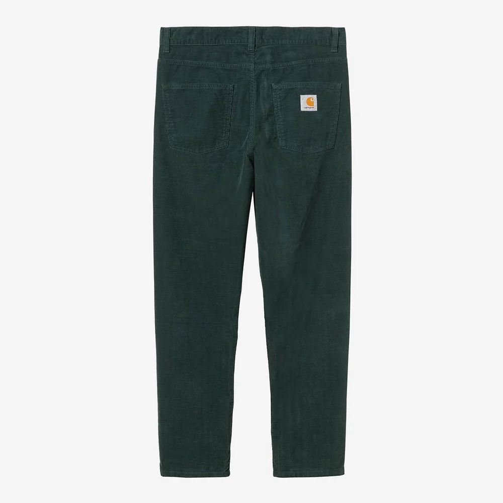 Carhartt WIP Newel Pant in Kale Green, aus Corduroy-Rinsed-Material, Regular Fit, Herren Streetwear Hose.