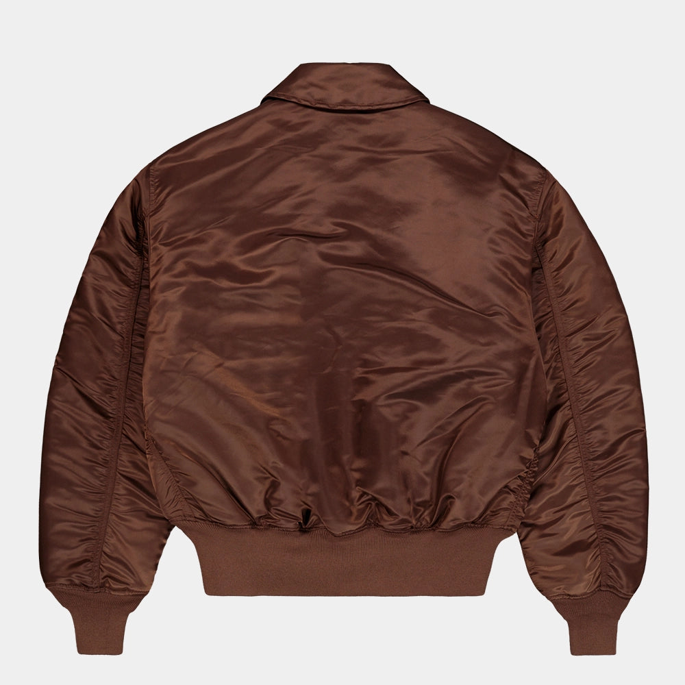 Alpha Industries CWU 45 (HERITAGE) Bomberjacke in Powder Brown, Freisteller Rueckansicht, STICKABUSH