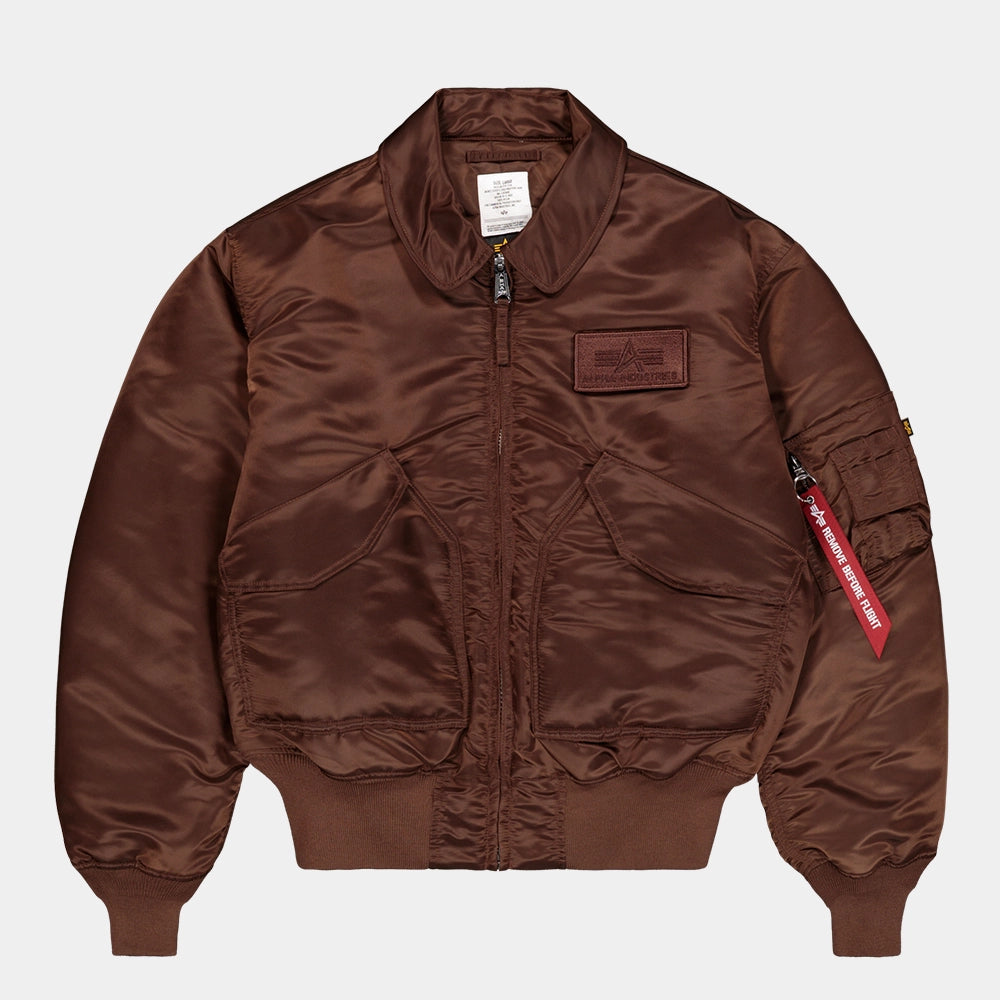 Alpha Industries CWU 45 (HERITAGE) Bomberjacke in Powder Brown, Freisteller Frontansicht, STICKABUSH