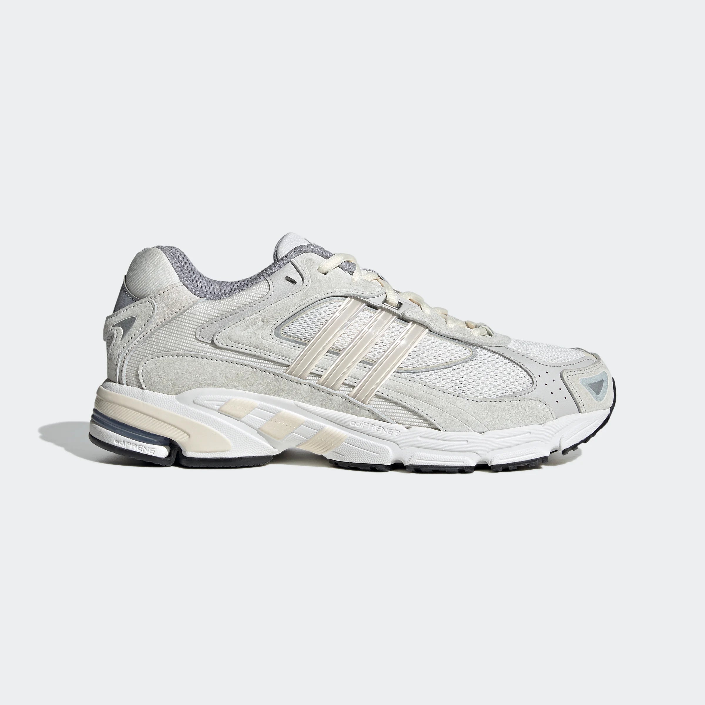 "Adidas Response CL, Crystal White (cremeweiß), Mesh/Synthetik-Overlays, Retro-inspirierter Sneaker mit dynamischen Linien und komfortabler Sohle."