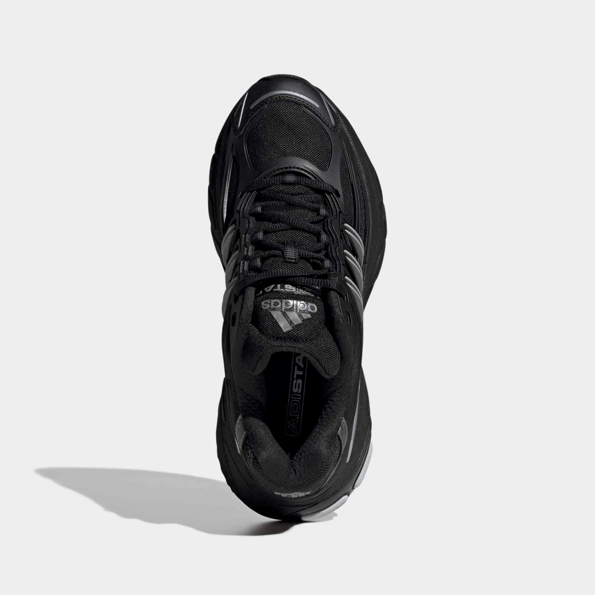 Adidas Adistar XLG 2.0 Sneaker in Core Black/Silver Metallic – Seitenansicht des Performance-Laufschuhs mit markanter XLG-Sohle und atmungsaktivem Mesh bei Stickabush Berlin.