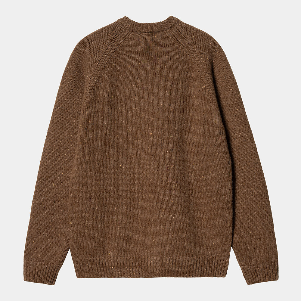 Carhartt WIP Anglistic Sweater (Tamarind). Strickpullover aus Woll-Mix mit Raglanärmeln und dezentem Logo-Label.