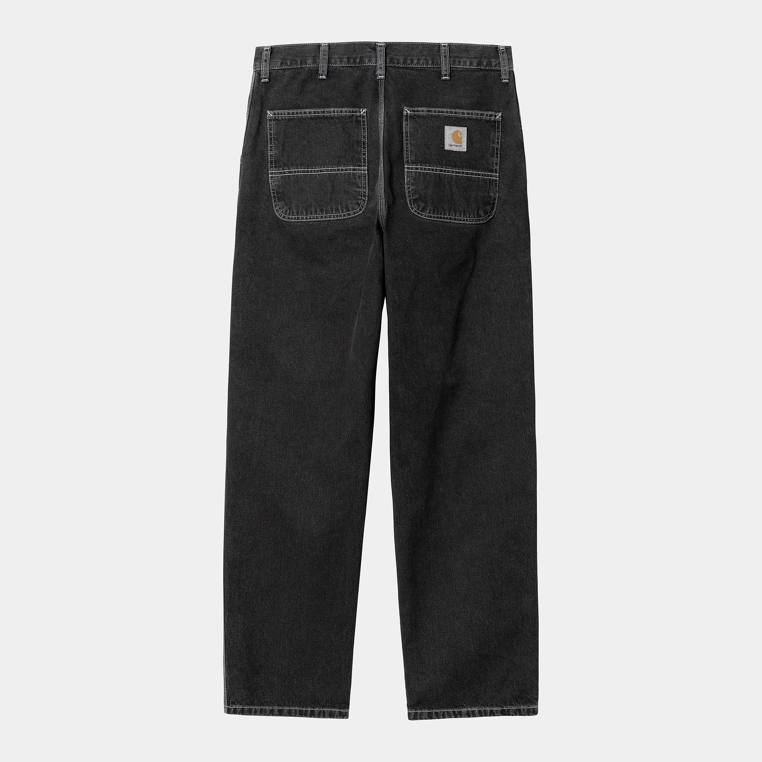 "Carhartt Simple Pant in Schwarz (Stone Washed), arbeitshose herren aus Baumwolle, gerades Bein, leichter Used-Look."