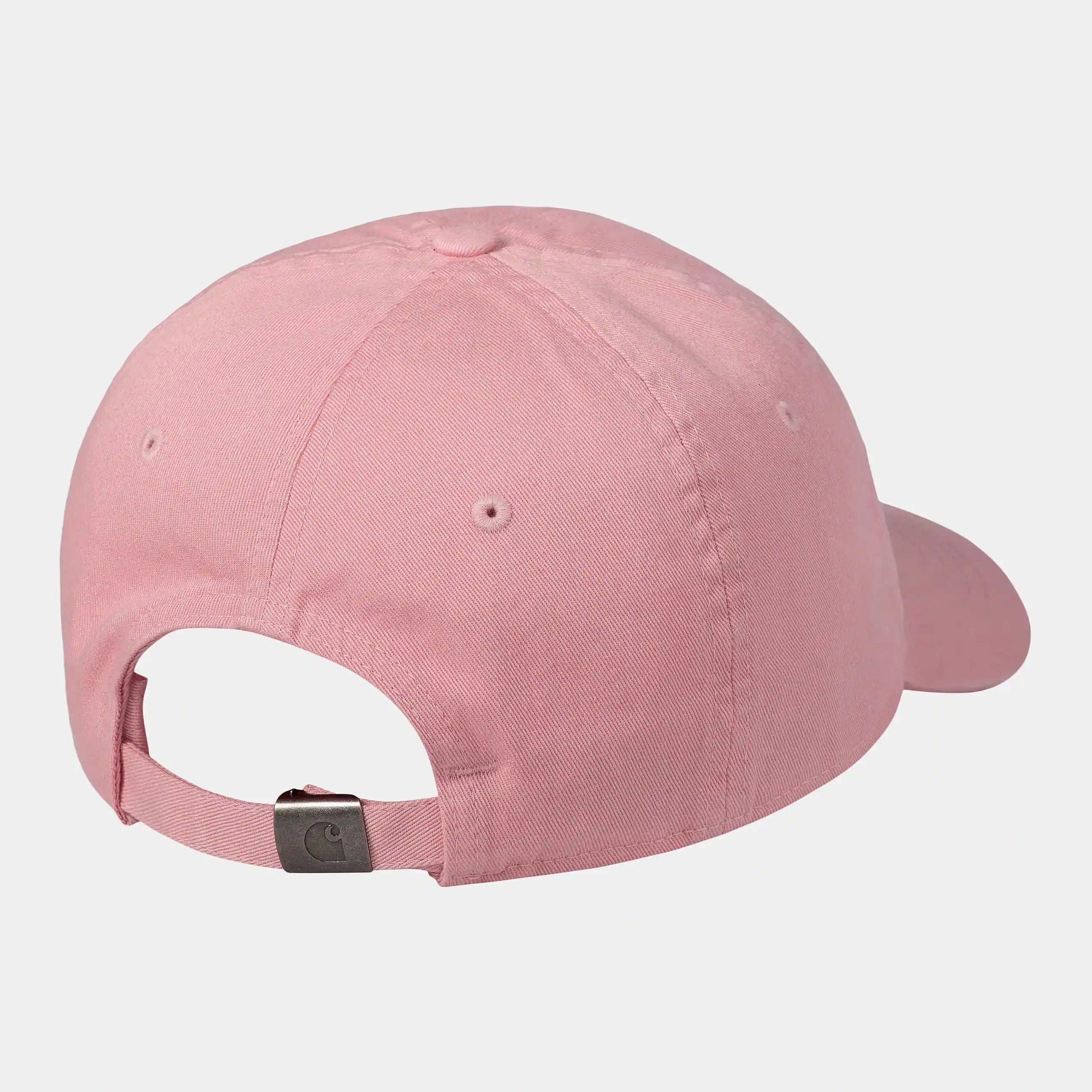 "Carhartt WIP Madison Logo Cap, Dahlia (kräftiges Rosa), Baumwoll-Twill, Baseballkappe mit gesticktem Logo vorne und verstellbarem Riemen."