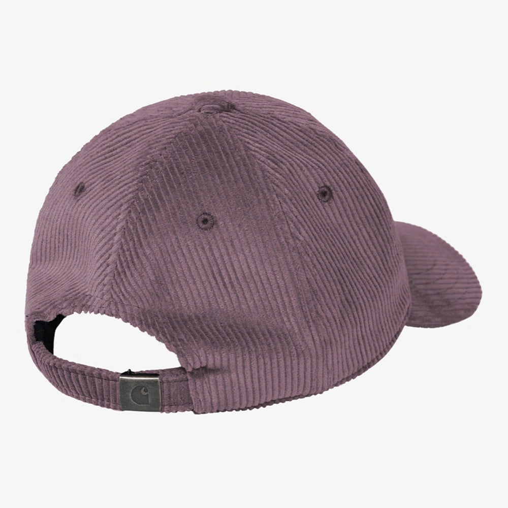 "Carhartt WIP Harlem Cap in Phlox (Lila). Baseball-Cap aus Baumwoll-Cord, mit Ton-in-Ton gesticktem Logo."