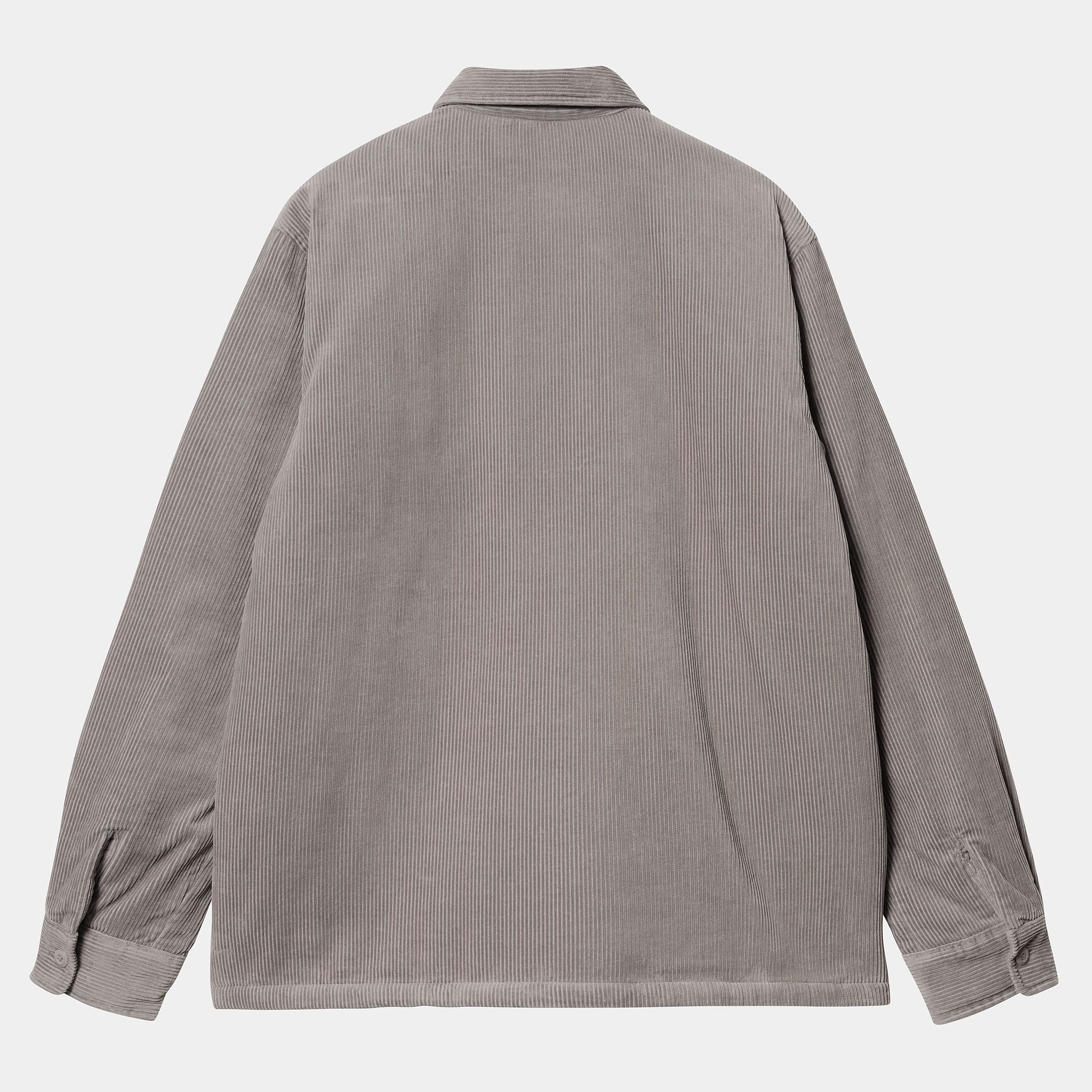 “Carhartt WIP Whitsome Shirt Jacket in Misty Grey, I028827_29K_XX, Carhartt Shirt aus weichem Baumwollcord, mit Knopfleiste, Brusttaschen und warmem Futter.“