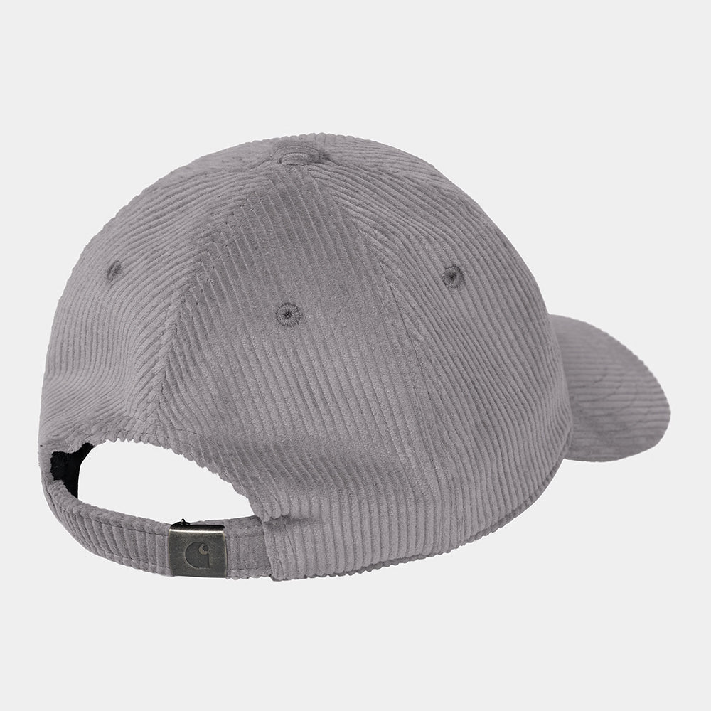 “Carhartt WIP Harlem Cap – Yosemite / Wax. Baseballkappe in Beige aus Baumwoll-Twill, mit gebogenem Schirm und gesticktem, orangefarbenem Carhartt WIP Logo vorne.“
