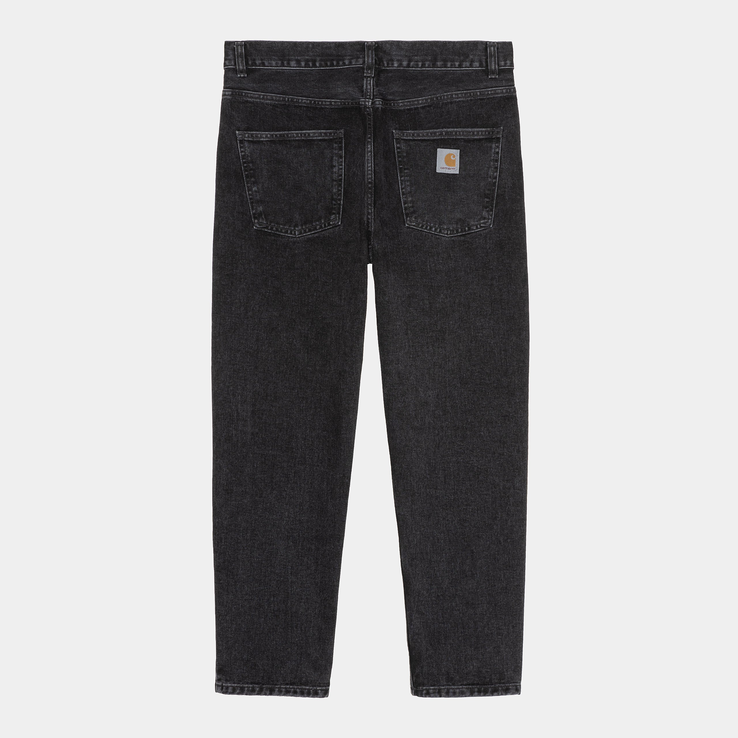 "Carhartt Newel Pant in Blqck (Stone Washed), Baumwolle, lockere Passform, klassische Jeanshose mit leichtem Used-Look."