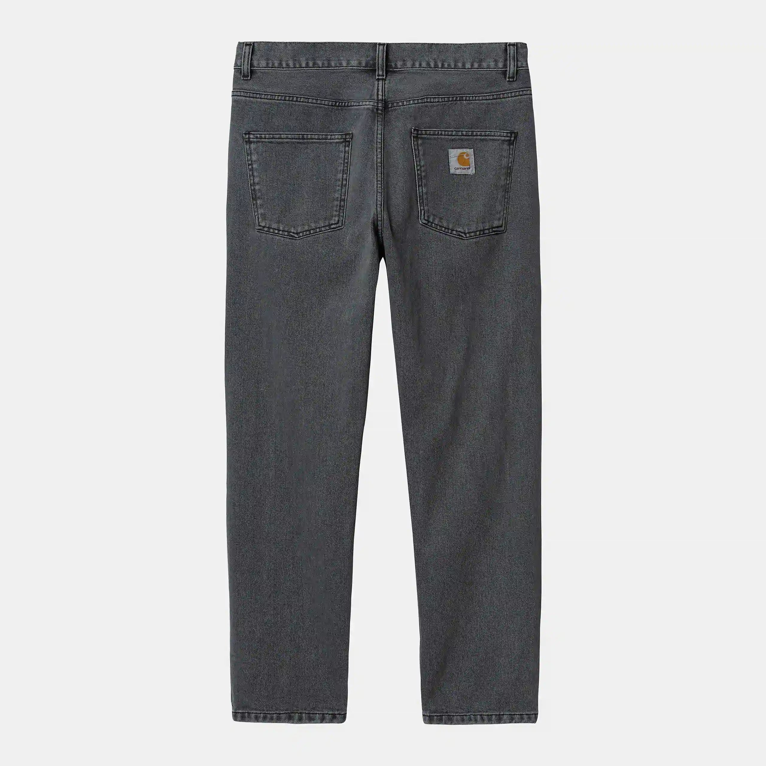 "Carhartt Newel Pant in Black (Stone Bleached), carhartt jeans aus Baumwolle, lockere Passform, klassische Jeanshose mit leichtem Used-Look."