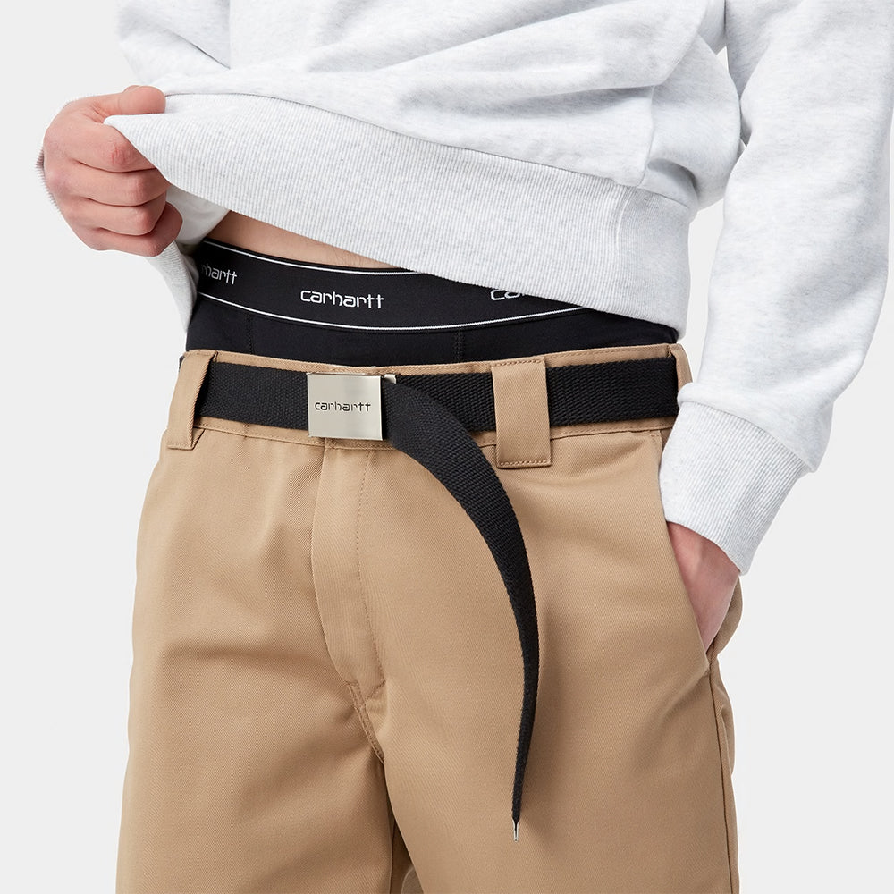 “Zwei schwarze Carhartt WIP Cotton Trunks in Black, aus Baumwolle, mit elastischem Bund und Carhartt WIP Logo bei Stickabush Berlin.“