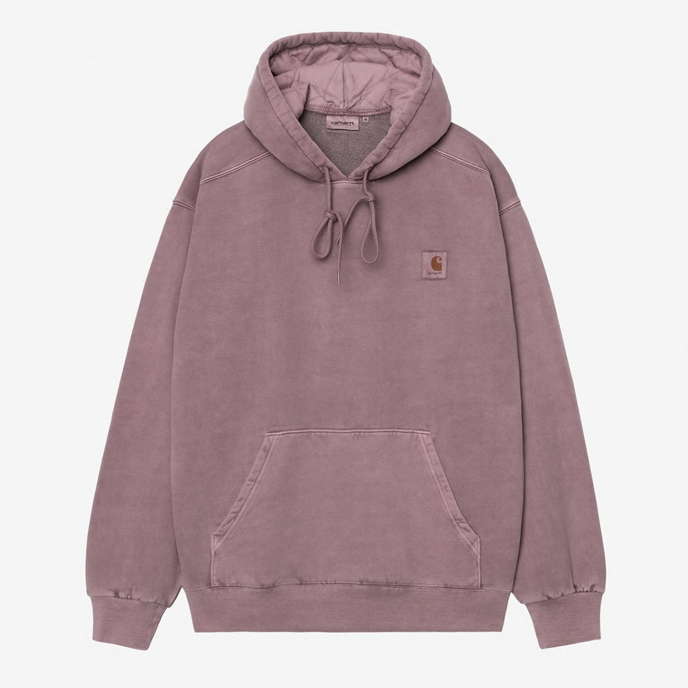 “Carhartt WIP Vista Hoodie in Phlox-Pink. Kapuzenpullover aus gebürstetem Baumwolljersey, mit Kängurutasche und Logo-Stick.“