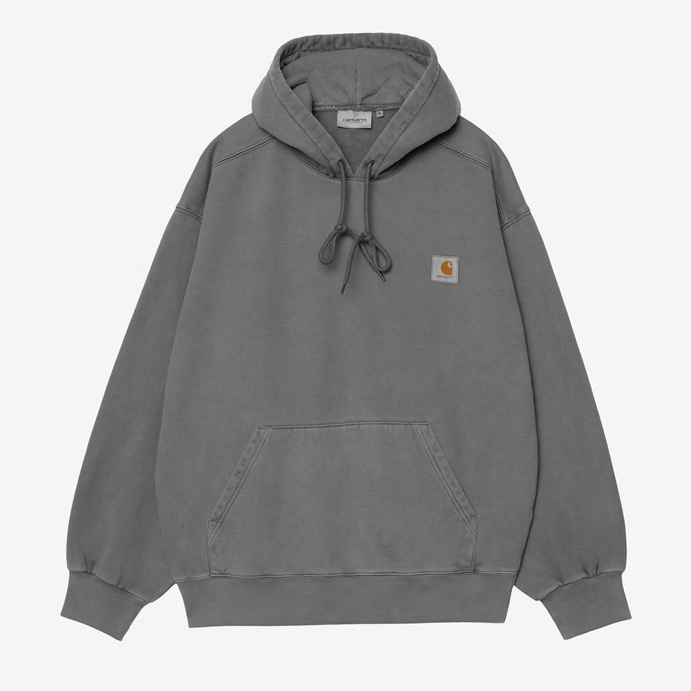 “Carhartt WIP Vista Hoodie in Black. Kapuzenpullover aus gebürstetem Baumwolljersey, mit Kängurutasche und Logo-Stick.“