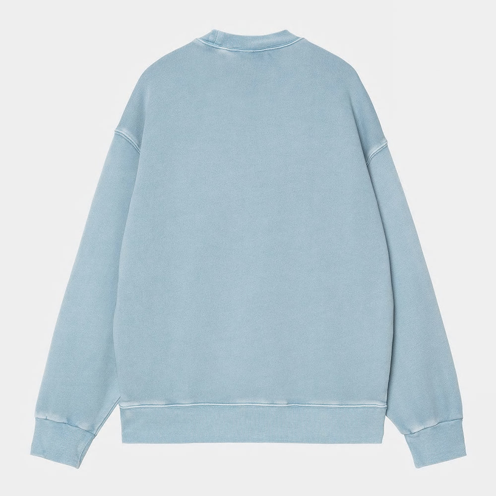 "Carhartt WIP Nelson Crewneck Clay Blue – Pigmentgefärbter Rundhals-Pullover im Heavyweight Balloon Fit. bei Stickabush Berlin.“