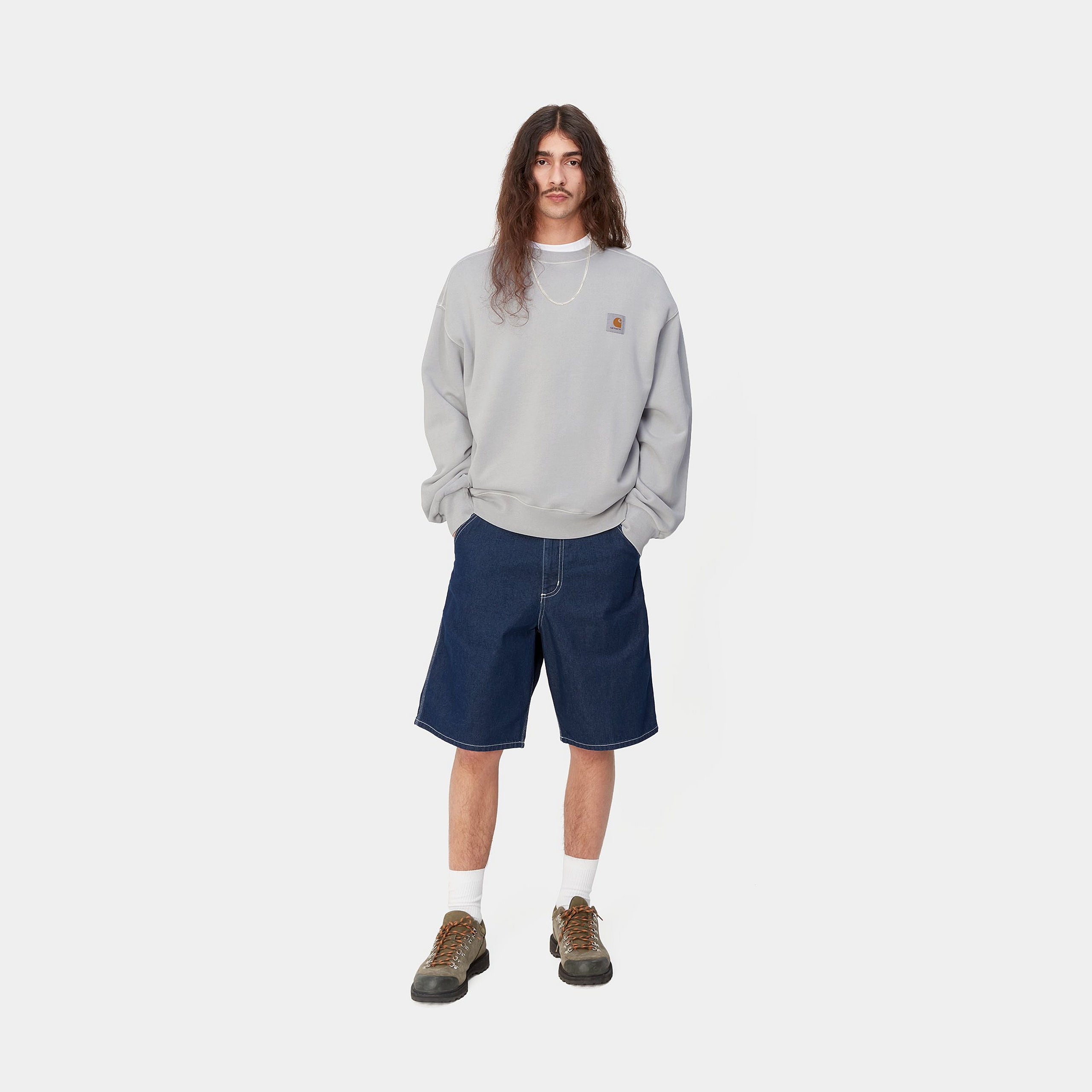 Carhartt WIP Nelson Sweat - Sonic Silver (garment dyed)