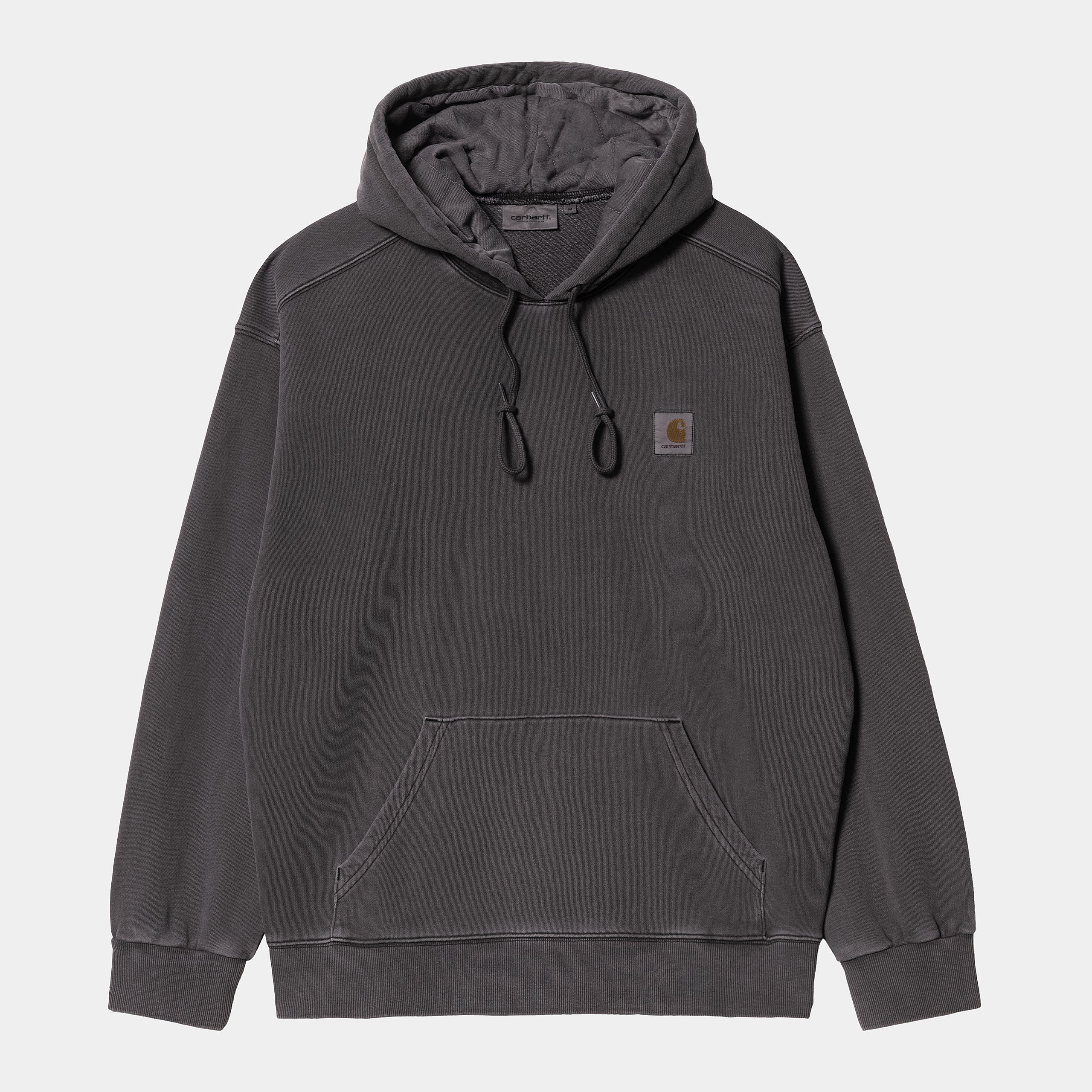 "Carhartt Hooded Nelson Sweat in Schwarz, I029963_98_GD, carhartt hoodie aus Baumwolle, Kapuze, lockerer Schnitt, klassischer Streetwear-Style."