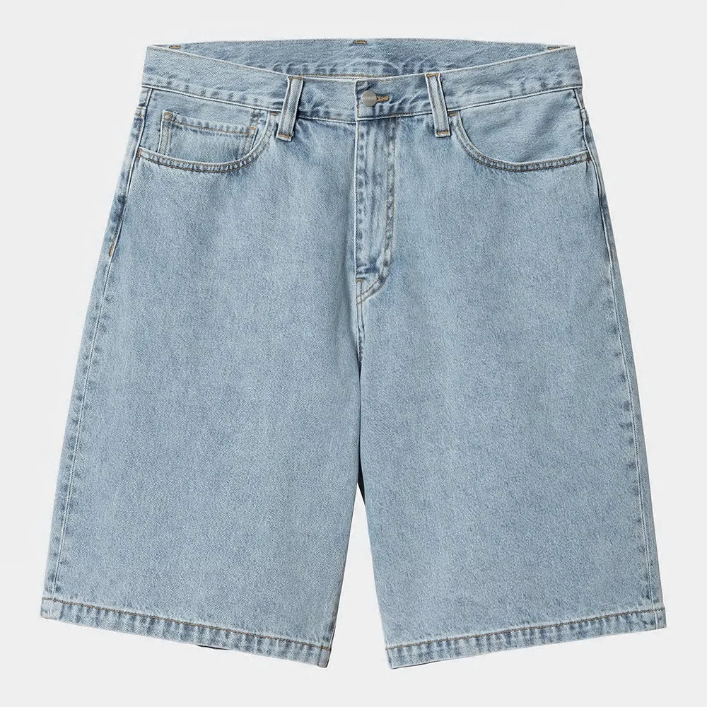"Carhartt Landon Short in Blau (gebleicht), Denim jeans shorts mit lockeren Schnitt, gebleichter Effekt für Vintage-Look."