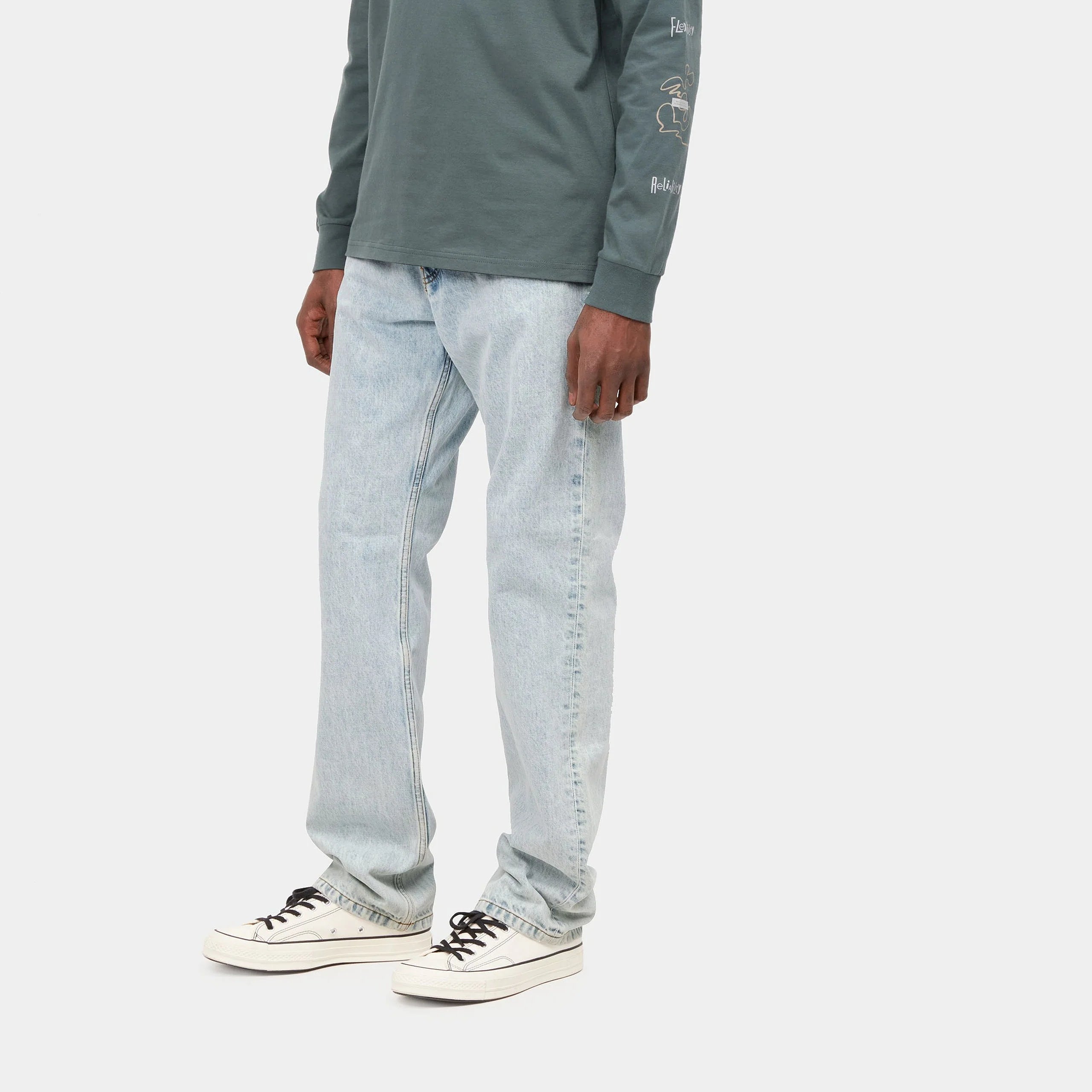 "Carhartt WIP Nolan Pant in Blau (sonnengebleicht), I030470_01_25, carhartt jeans aus Baumwolle, Relaxed Tapered Fit, klassisch 5 Pocket Hose."
