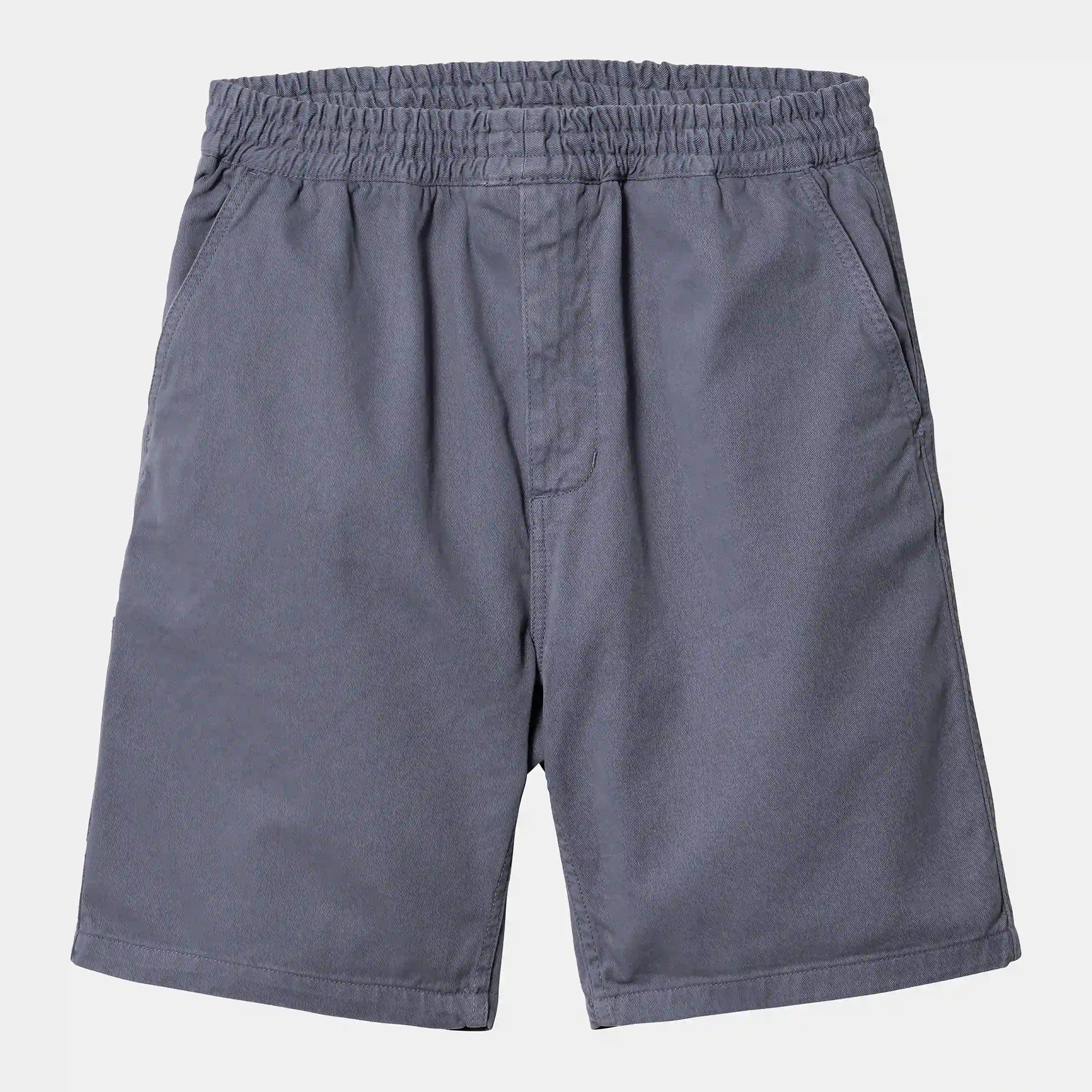 "Carhartt Flint Short in Bluefin, Baumwolle, elastischer Bund mit Kordelzug, lässige Shorts bei Stickabush Berlin."