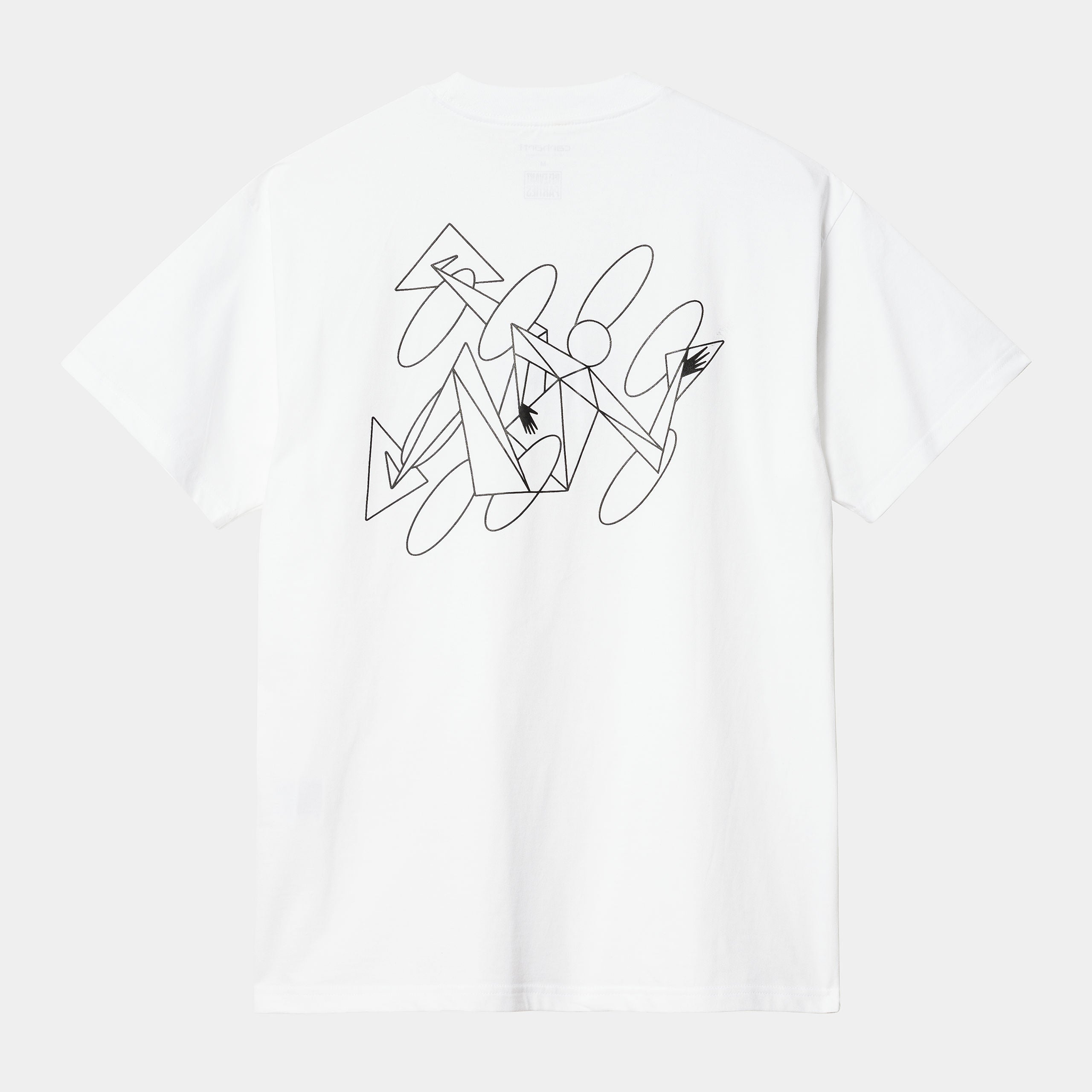 "Carhartt WIP S/S Rush Hour T-Shirt – White / Black. Weißes Baumwoll-T-Shirt mit kurzem Arm, Rundhals und großem, schwarzem Rush Hour Grafikprint auf der Brust."
