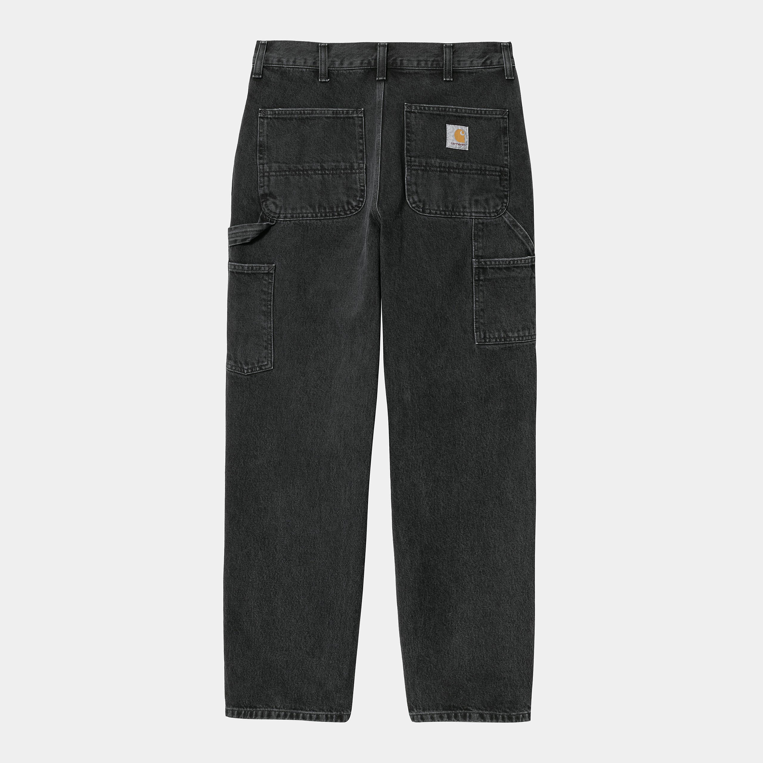 "Carhartt Single Knee Pant in Schwarz (Stone Washed), I032024_89_06, carhartt hose aus Baumwolle, lockere, gerade Passform, leichter Used-Look."