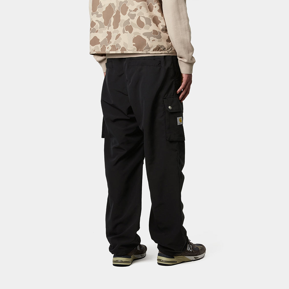 Die Carhartt Hose Irwin Pant in Schwarz I034503_89_XX: Eine Cargo Hose Herren im Streetwear-Stil mit elastischem Bund und mehreren Taschen, darunter große Seitenklappen. 