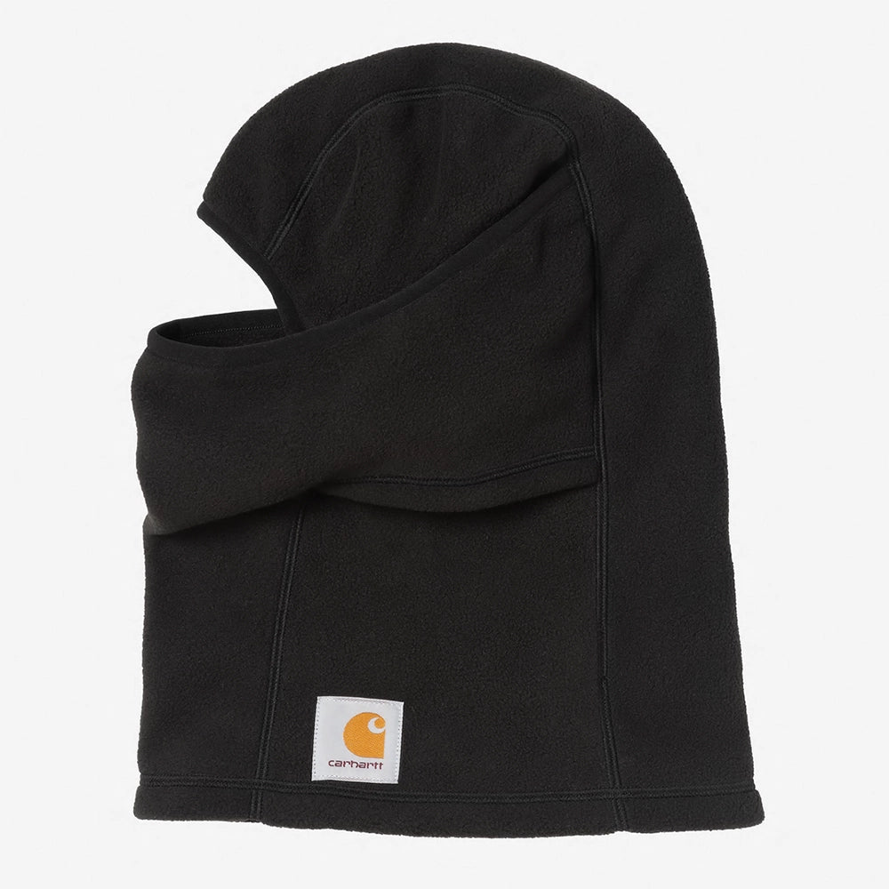 Carhartt WIP Expedition Mask in Schwarz. Weiche, dehnbare Maske aus Acryl-Lycra-Mischung mit einem Carhartt WIP-Logo auf der Vorderseite.