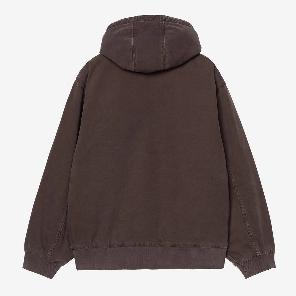 “Carhartt WIP OG Active Jacket in Tobacco-Braun. Stone Washed Canvas Jacke mit Kapuze, gestepptem Futter und Kängurutasche.“