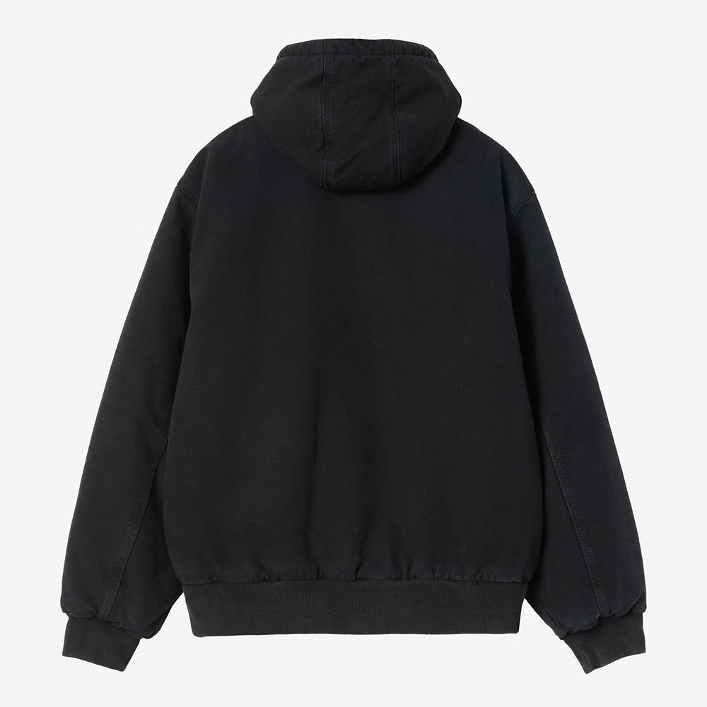 "Carhartt WIP OG Active Jacket in Schwarz, aus robustem Duck Canvas, mit Kapuze, Reißverschluss und Fronttaschen.“