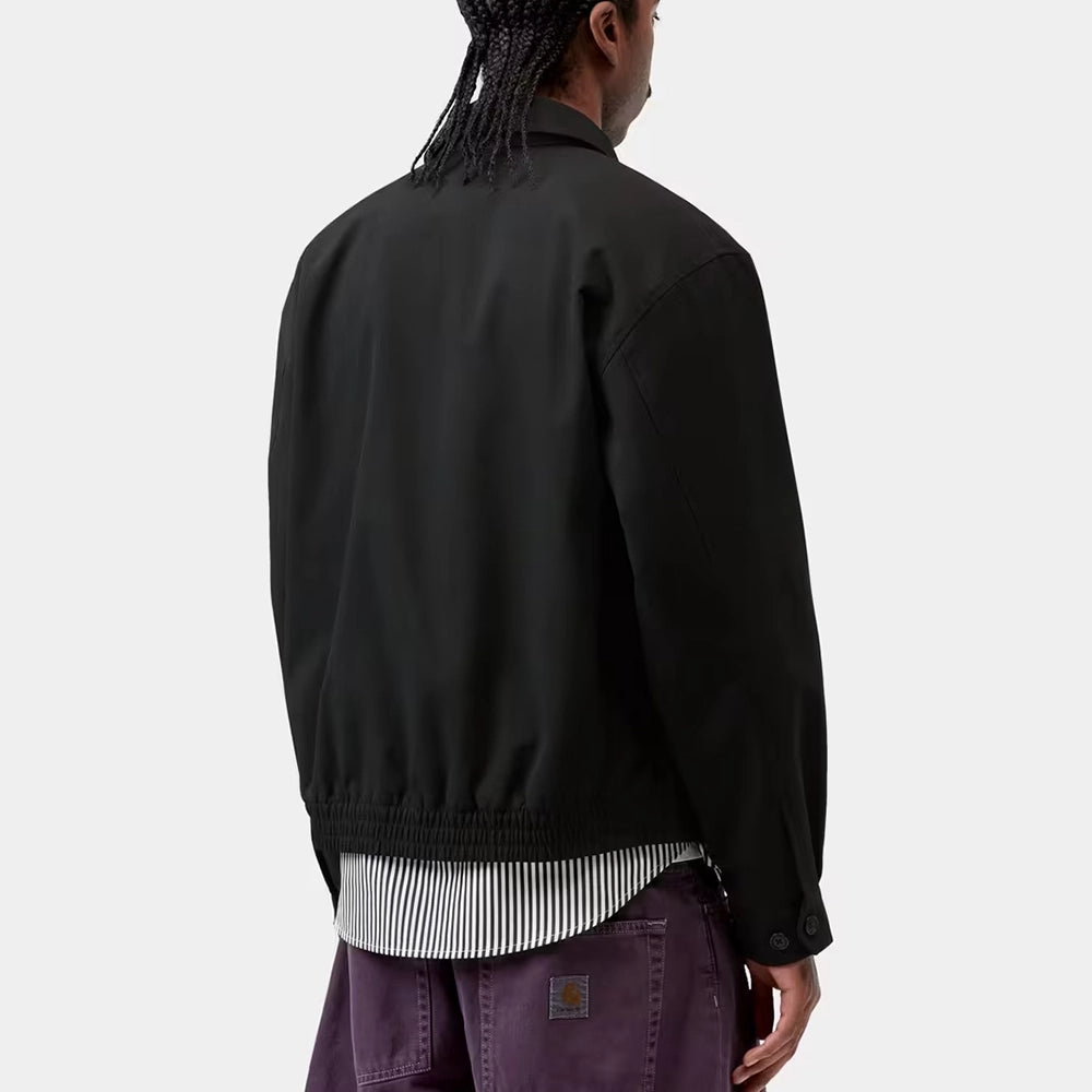 Carhartt WIP Neven Jacket in Schwarz (Black / Graphite), leichte Übergangsjacke aus robustem Canvas-Mischgewebe mit Reißverschluss und Workwear-Kragen.