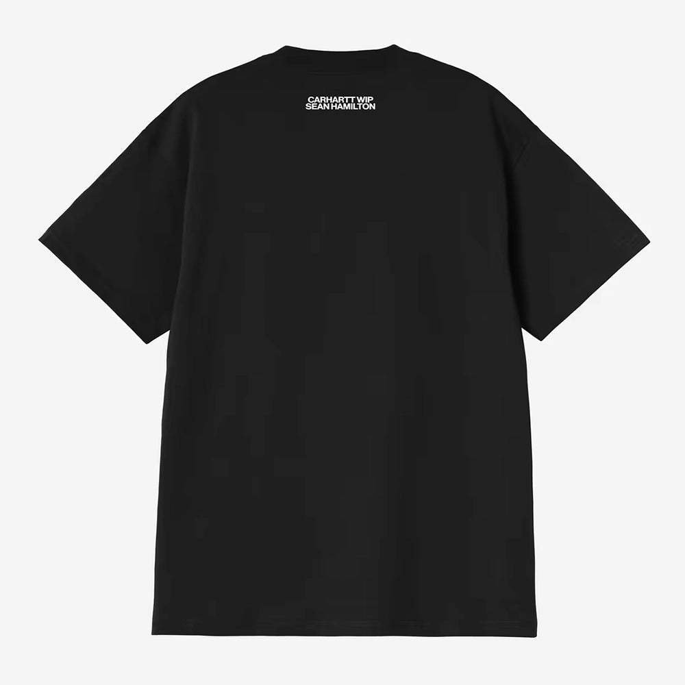 “Carhartt WIP x Sean Hamilton 02 Grafik T-Shirt Schwarz Hinteransicht Print-Detail bei Stickabush.“