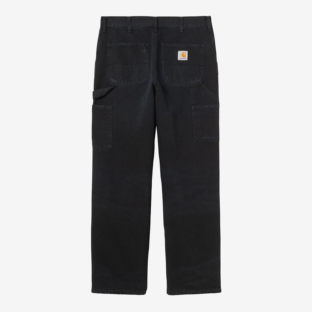 Carhartt WIP Single Knee Pant für Herren in Schwarz (Black Grind Wash) mit Werkzeugtaschen, Hammerschlaufe und geradem Bein, gefertigt aus robustem Canvas-Twill.