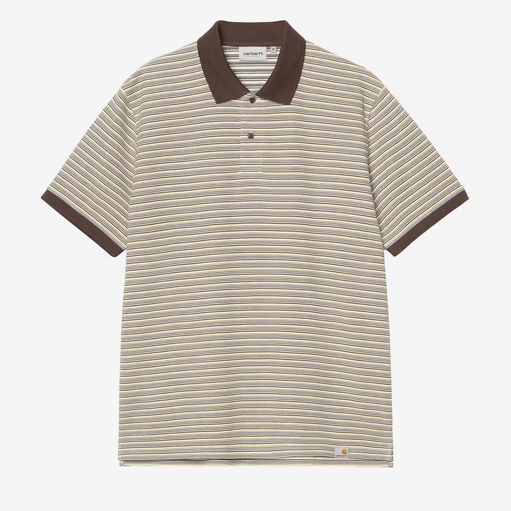 “Carhartt WIP Dion Polo Shirt Gestreift in Dion Stripe / Wax in Beige und Braun aus Baumwolle bei Stickabush.“