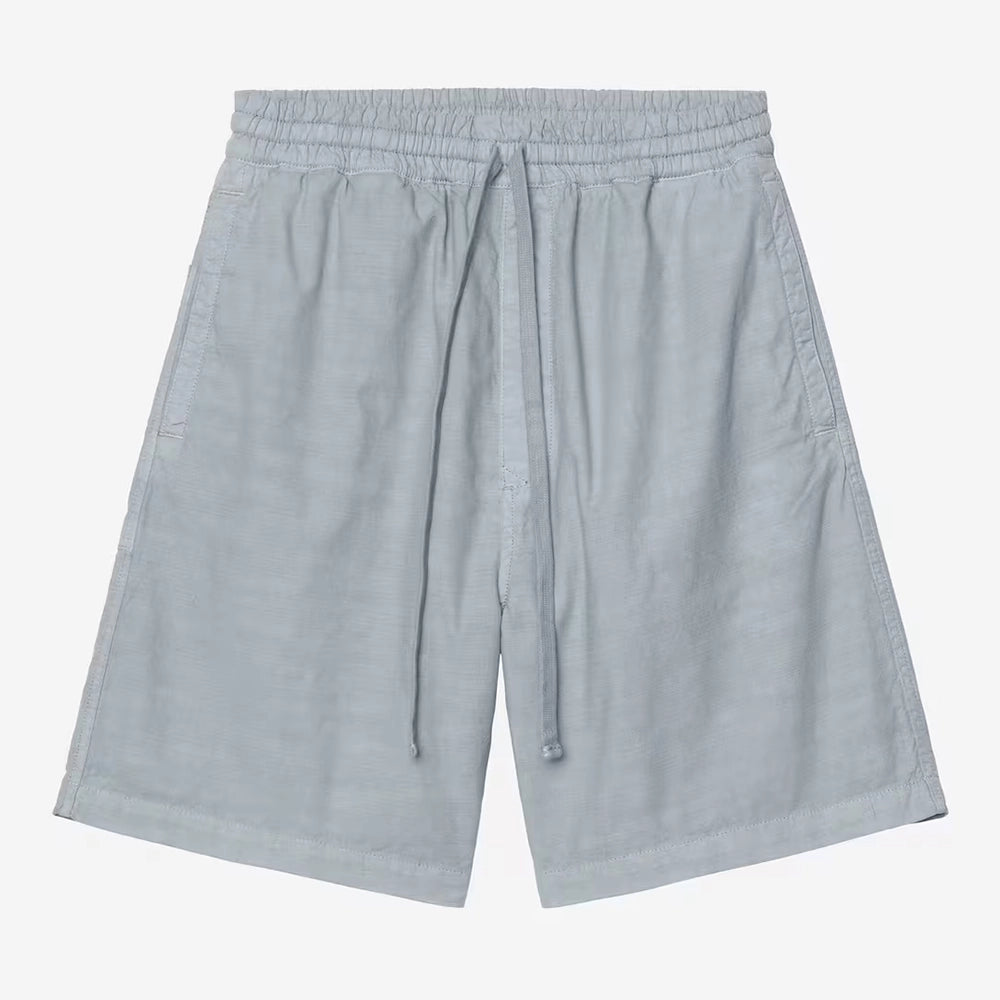 "Carhartt WIP Rainer Short Hellblau Mirror – Leichte Sommerhose aus Baumwolle mit elastischem Bund und Carhartt-Label bei Stickabush Berlin.“