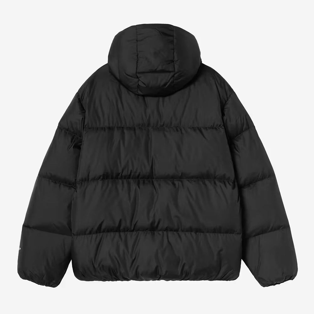 Carhartt WIP Ardon Jacket in Black / Shady Grey mit Kapuze und dezentem Logo-Details – Rueckansicht im STICKABUSH Online-Shop
