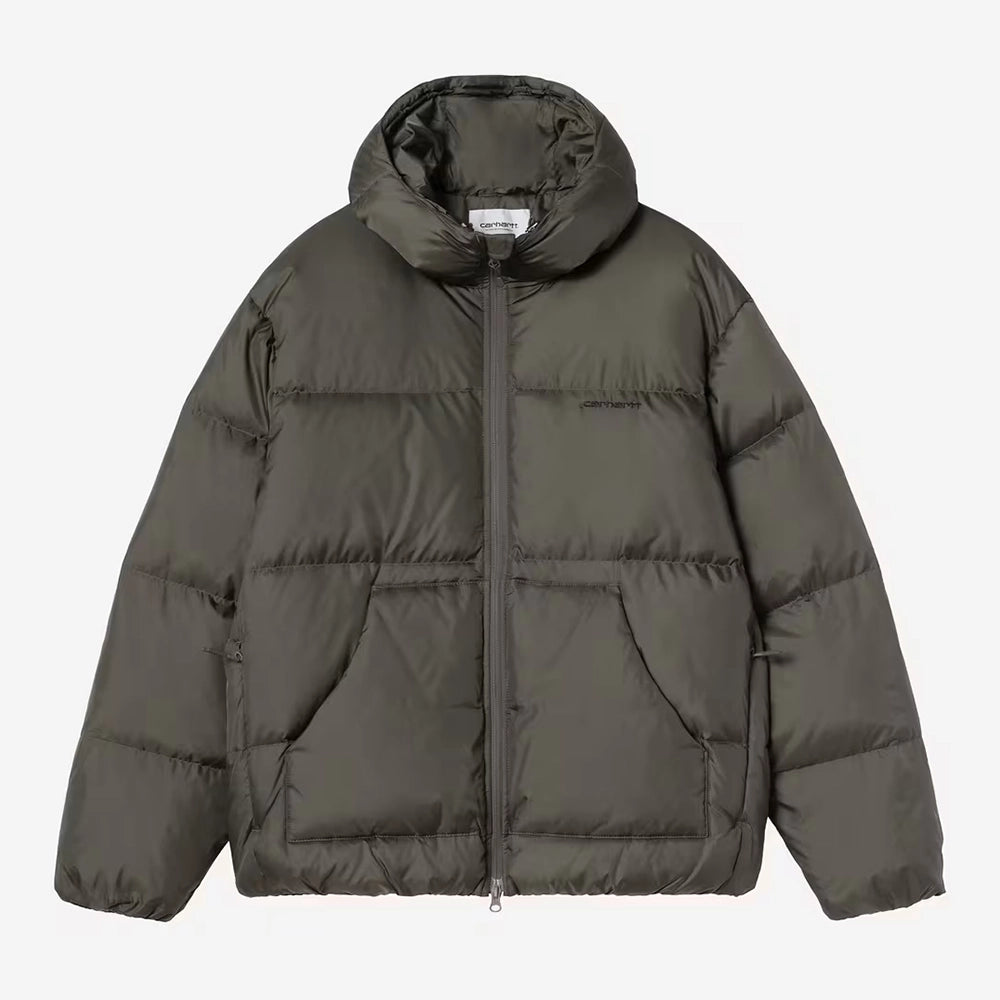 Carhartt WIP Ardon Jacket in Shungite / Black mit Kapuze und dezentem Logo-Details – Frontansicht im STICKABUSH Online-Shop