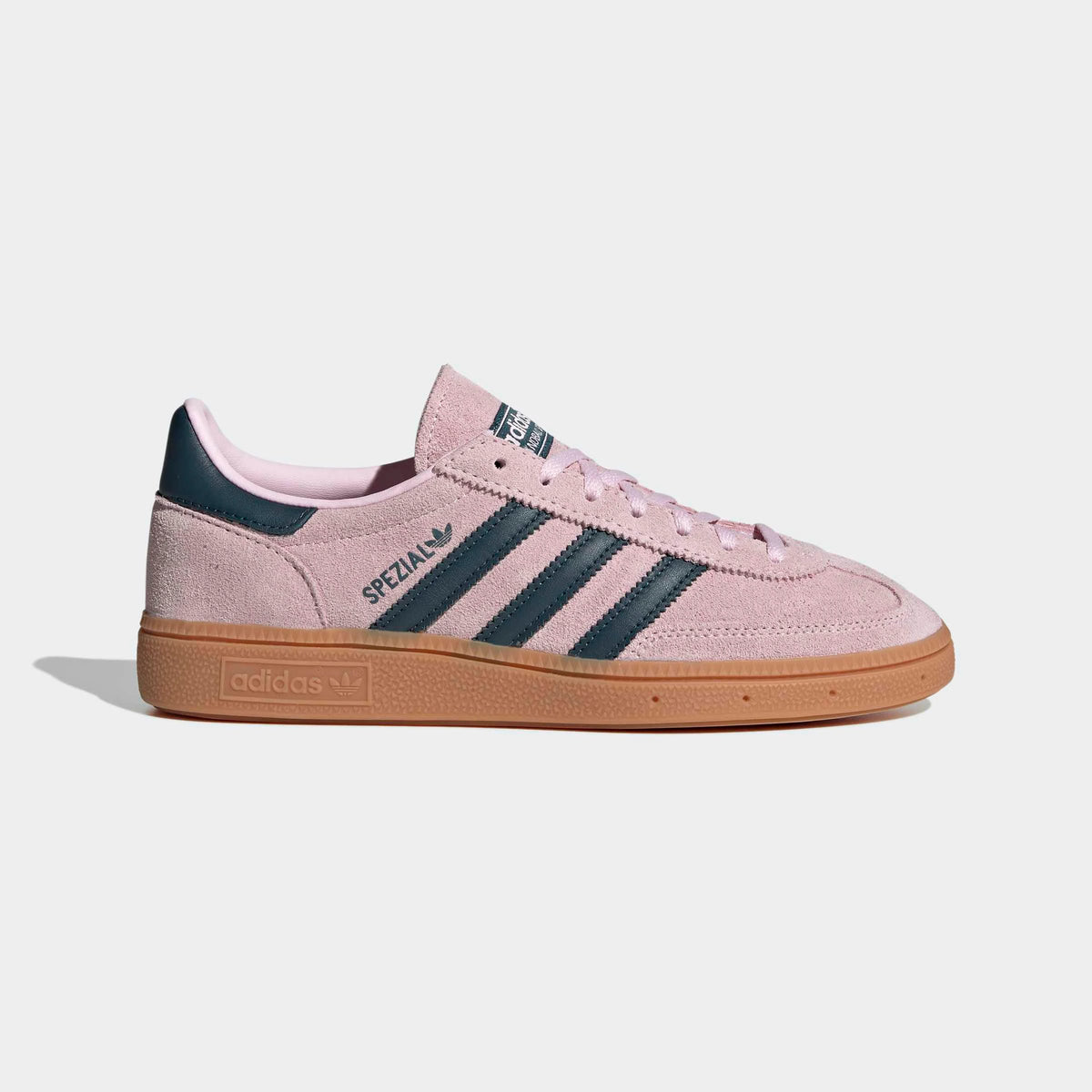 adidas Originals Handball Spezial Sneaker in Clear Pink / Arctic Night / Gum – Seitenansicht im STICKABUSH Online-Shop