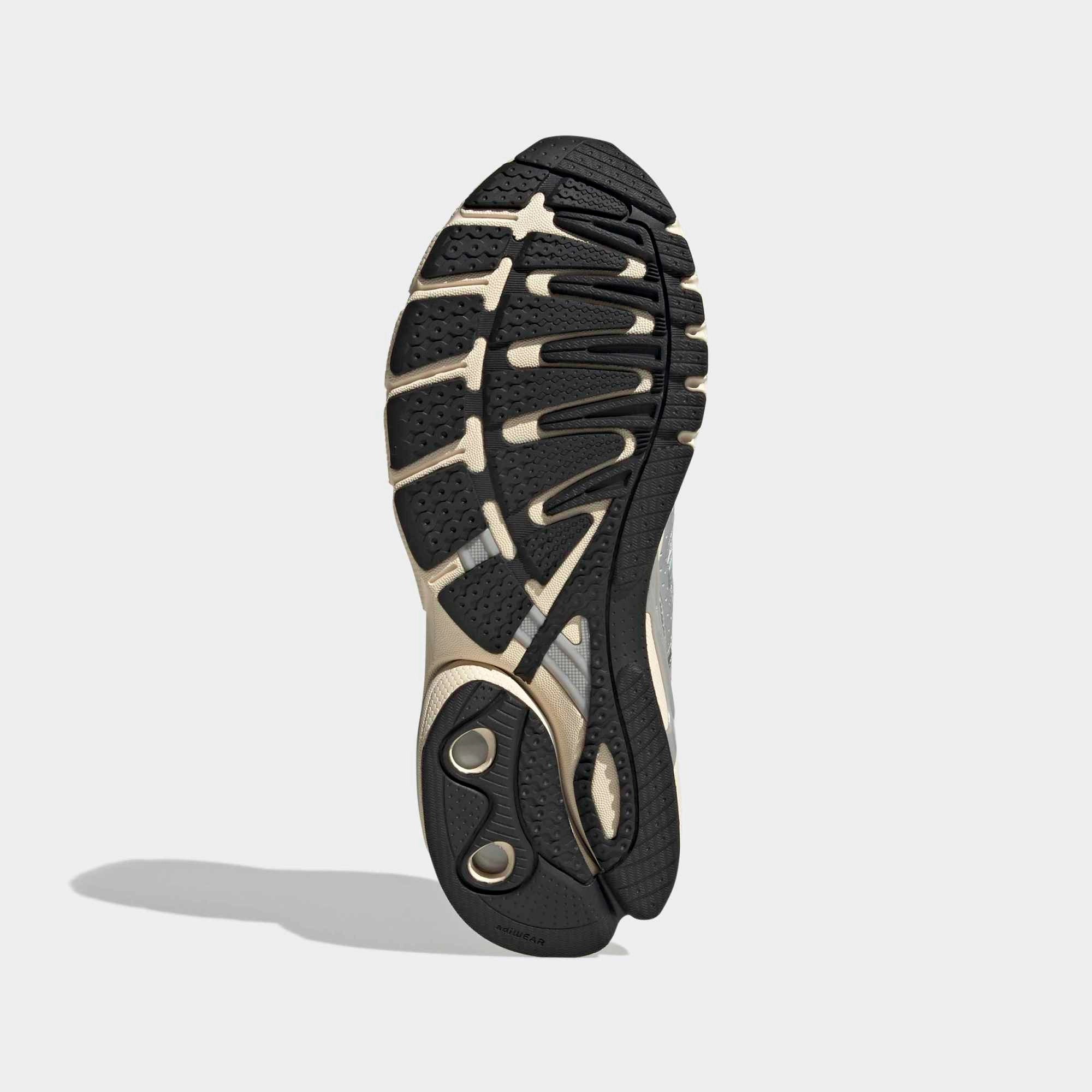 “adidas Adistar Control 5 Damen Sneaker in Grau und Türkis – Seitenansicht der technischen Sohle und Mesh-Details bei Stickabush.“