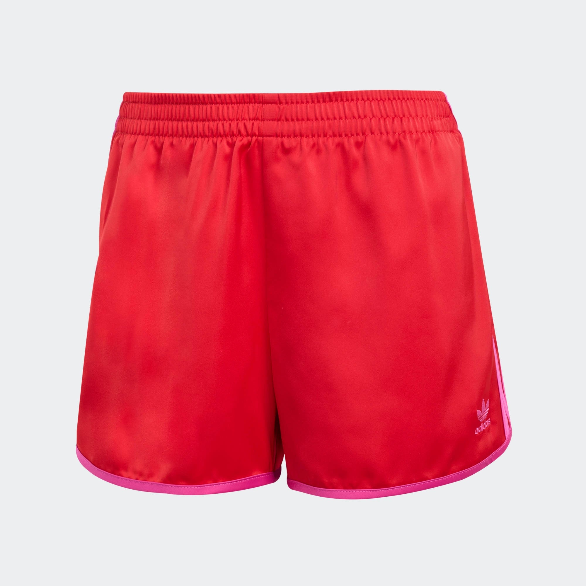 Adidas 3-Stripes Sprinter Shorts in leuchtendem Rot. Gefertigt aus recyceltem Polyester-Trikot, mit Fuchsia-farbenen 3-Streifen.