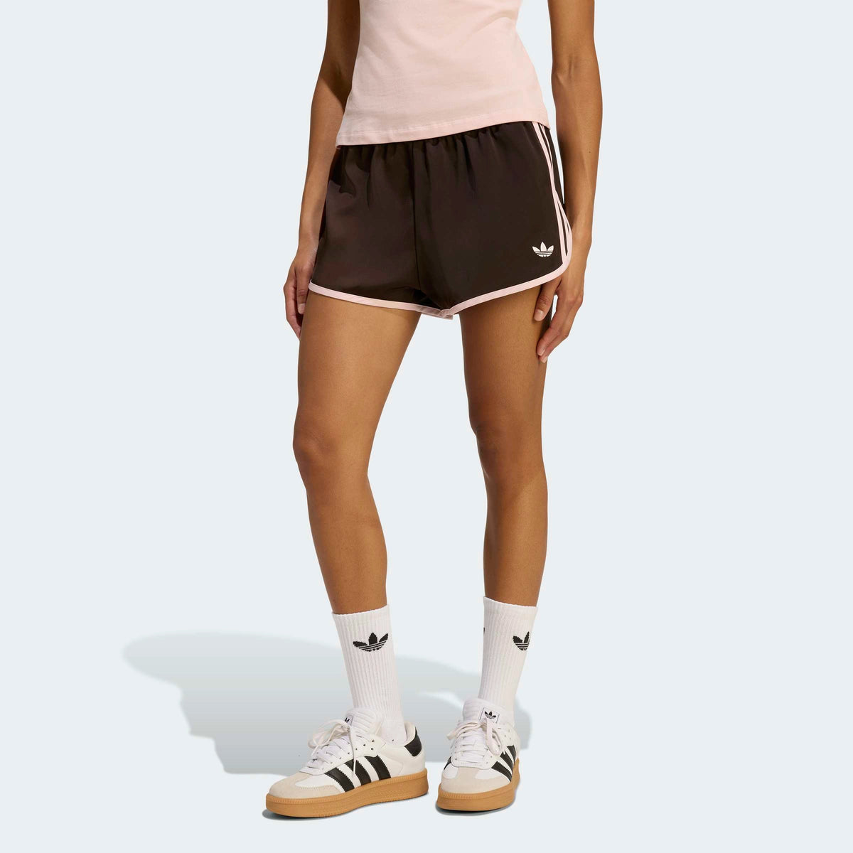 adidas Originals 3-Stripes Sprinter Shorts – Aurora Coffee / Sandy Pink
