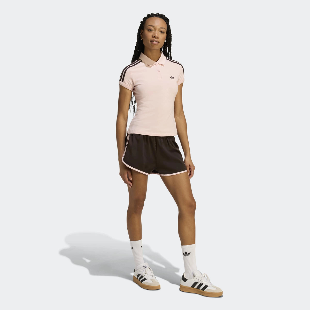 adidas Originals 3-Stripes Sprinter Shorts – Aurora Coffee / Sandy Pink