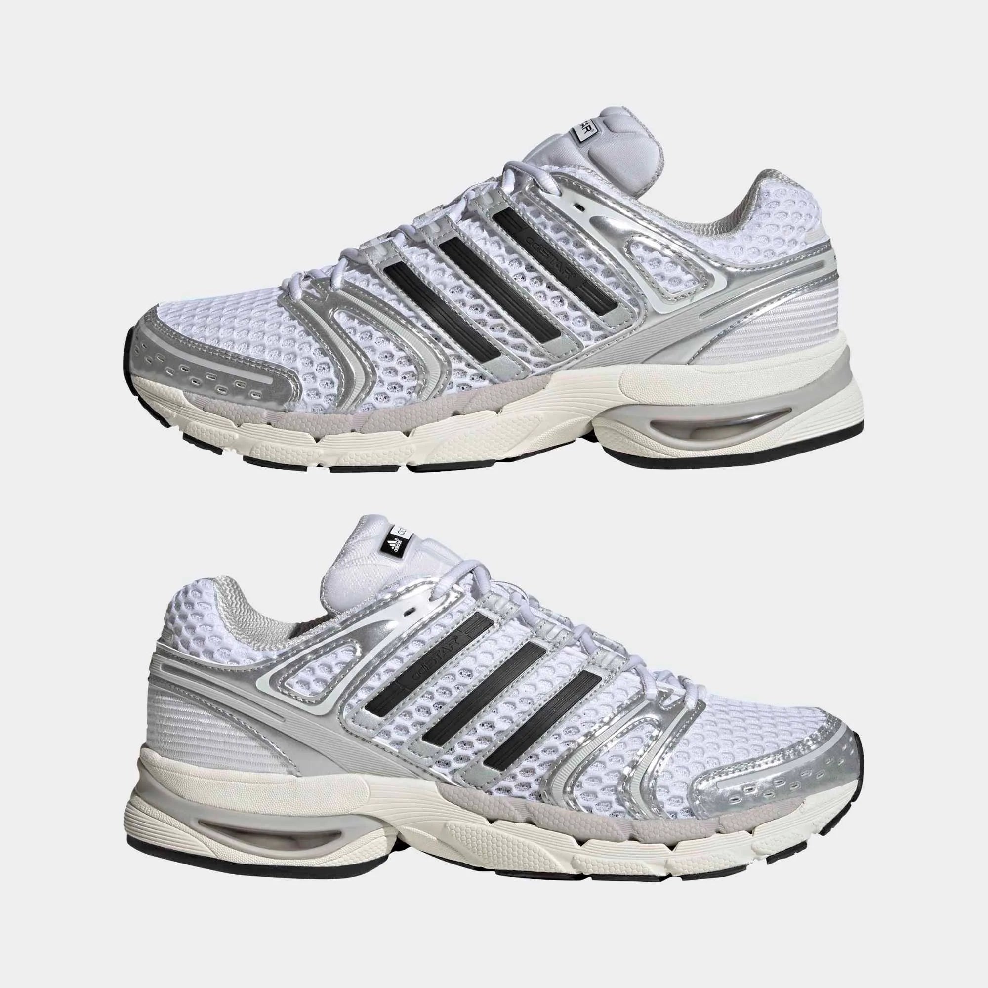 Adidas Adistar Control 5 in Silver Metallic / Grey One / Core Black – stabiler Laufschuh mit Dual Density Dämpfung und atmungsaktivem Mesh.