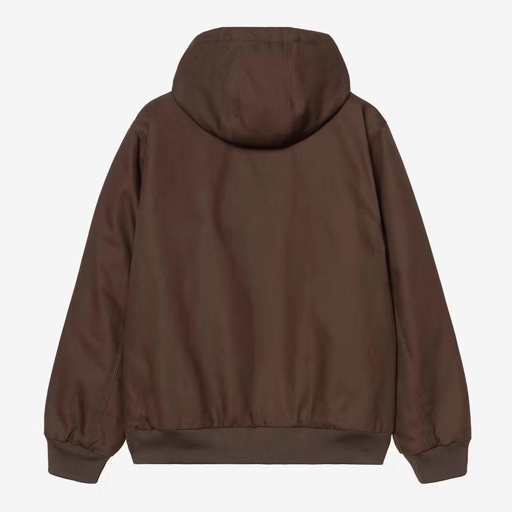 Carhartt WIP Active Jacket Winter in Tobacco – Rueckansicht der braunen Canvas-Winterjacke mit Kapuze und wärmendem Thinsulate-Futter.