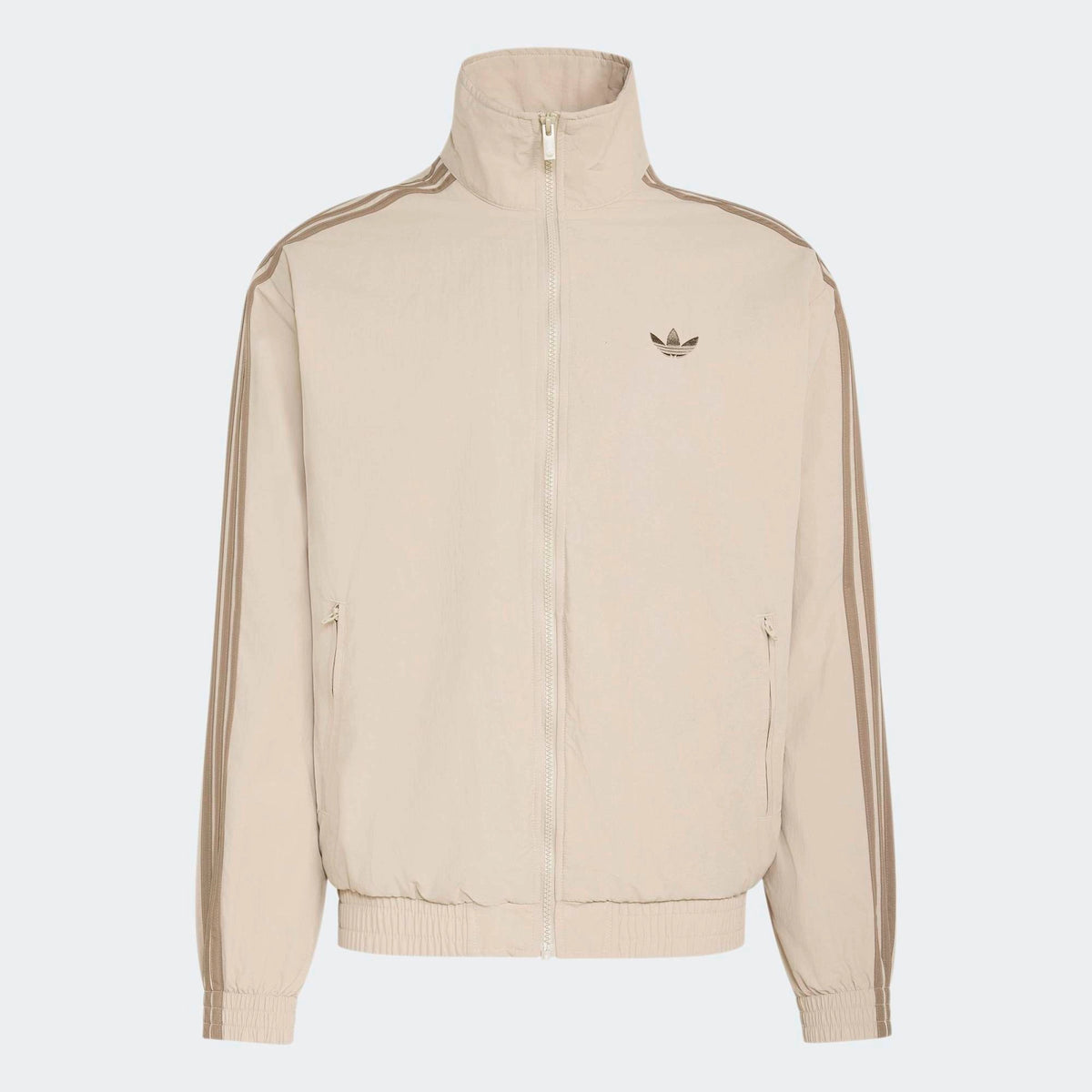 adidas Originals Firebird Woven Track Top in Beige von vorne, hochauflösend präsentiert im STICKABUSH Store Berlin.