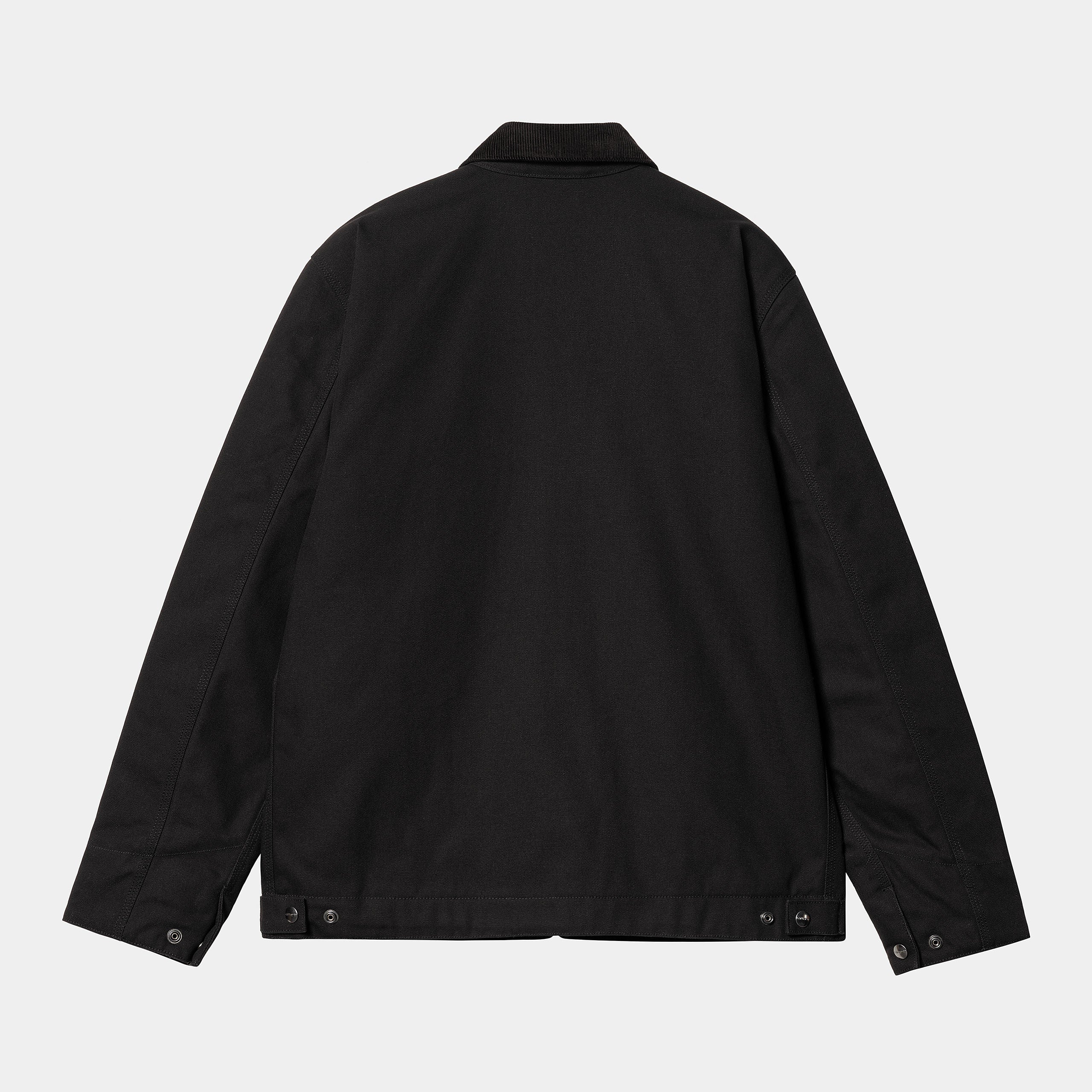 "Carhartt Detroit Jacket (Winter) in Schwarz (rigid), robustes Canvas, gefütterte Winterjacke im klassischen Detroit-Stil mit Kragen und Reißverschluss.“