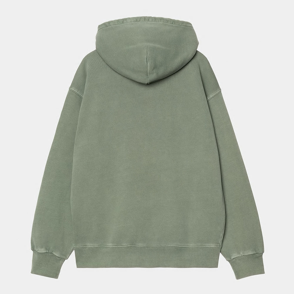 "Carhartt Nelson Sweat Hoodie in Park, Baumwolle, Kapuze, 'garment dyed' für einzigartige, gedeckte grün Farbe."