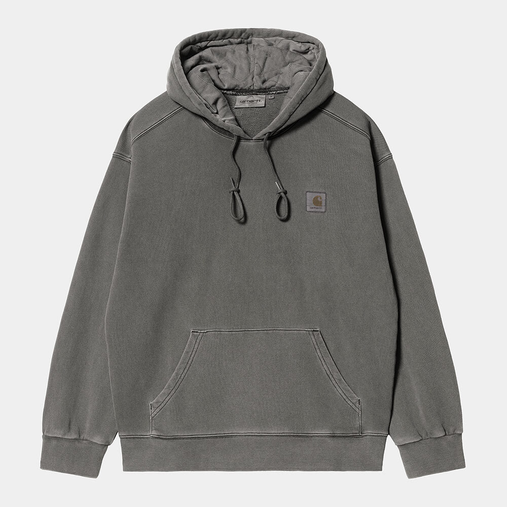 "Carhartt Hooded Vista Sweat in Graphit, Baumwolle, Kapuze, 'garment dyed' für einzigartige, dunkle graue Farbe."